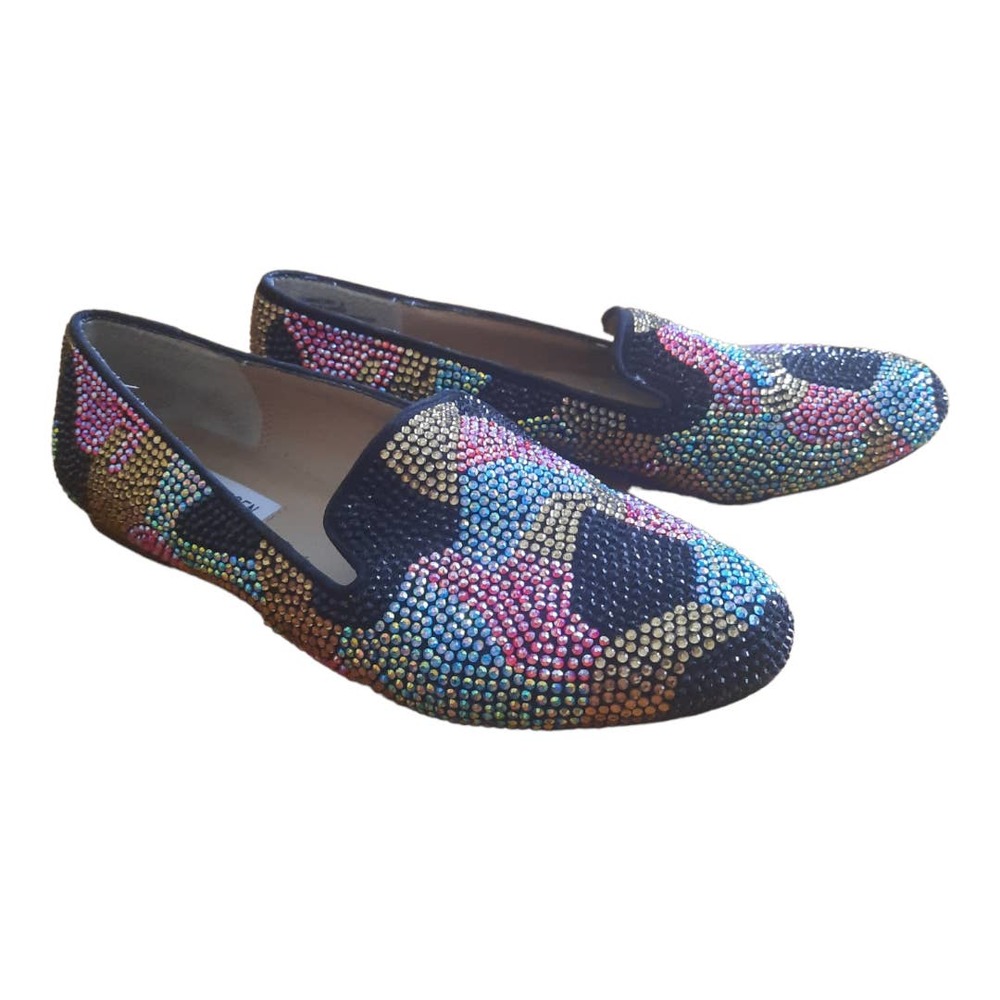 Steve Madden Concord Womens Multicolored Rhinestone Flats Size 8